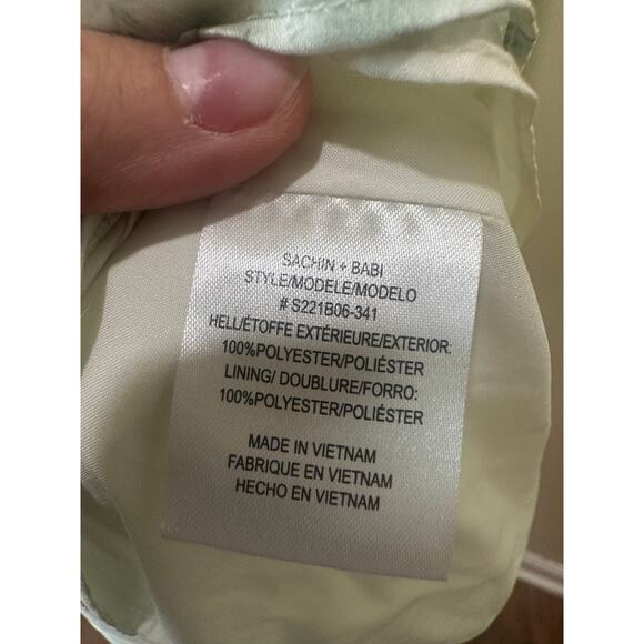 Sachin + Babi Sz 4 Chelsea Floral One-Shoulder Gown Mint Green Sage Great! - Picture 7 of 8